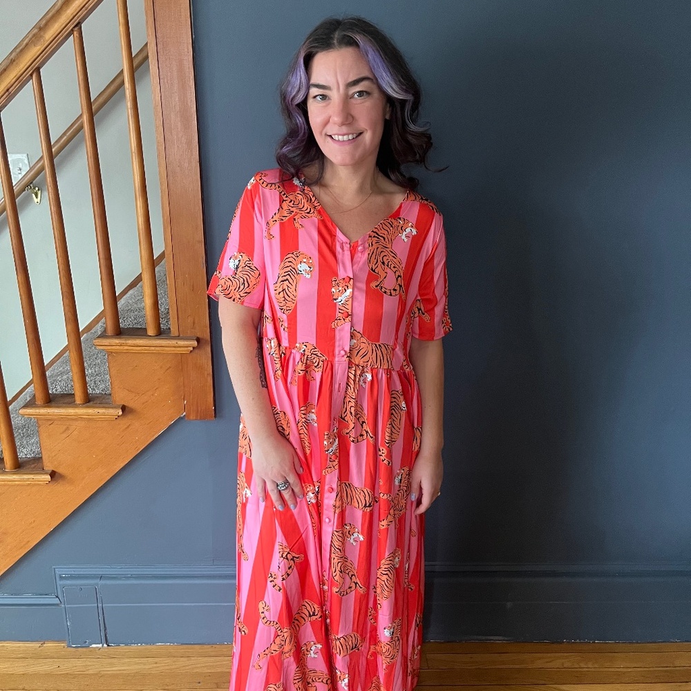 Burnt Toast striped Tiger dress